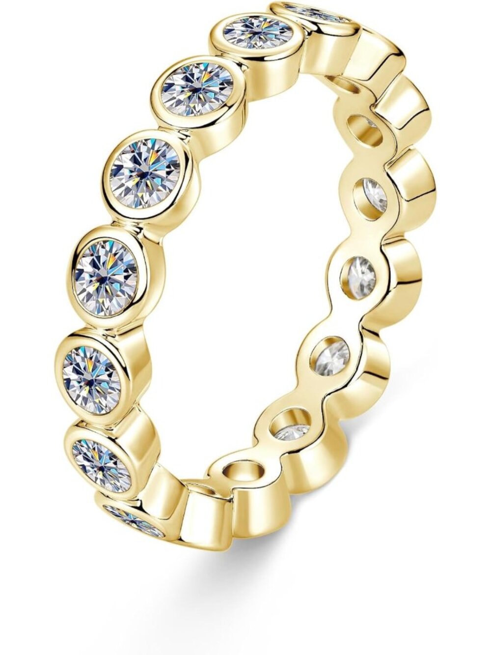 Stunning Moissanite Full Eternity Wedding Ring, 14K Gold Filled Stackable Bridal